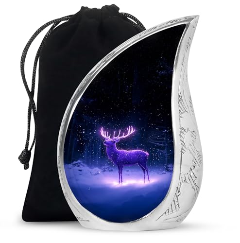 Deer Urns for Human Ashes Adult Man - Blue Urn for Ashes Adult Male - Deer Cremation Urn - Large Decorative Urns for Mom 10inch - color: Blue Deer Ashes Urn, size: Large
