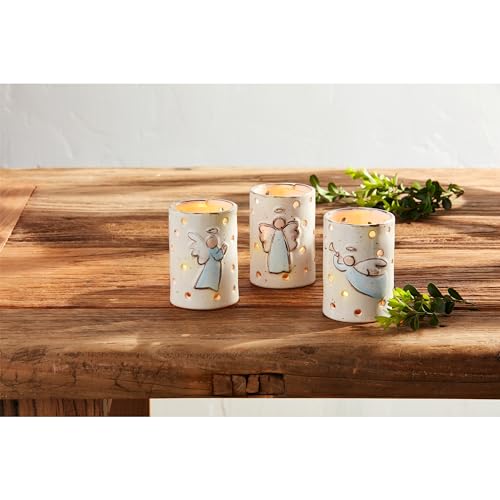 Mud Pie Farmhouse Tall Angel Votive Holders, White (Pack of 2) - size: One Size (Pack of 2)