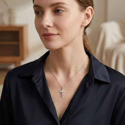 Necklace for Women 18K White Gold Plated Breast Cancer/Stethoscope Cross/Miscarriage Pendant Necklace Jewelry Gifts for Women - style: Nurse Cross