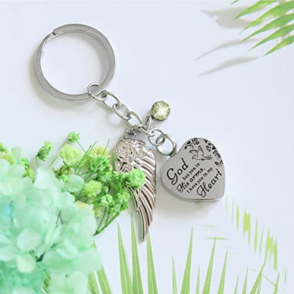 Heart Urn Necklace for Ashes Cremation Jewelry Urn Keychain for Ashes with Birthstone Cremation Keychain - color: June