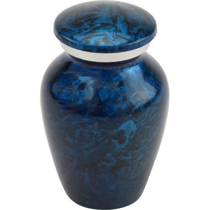 Starry Night Blue Keepsake Cremation Urn for Ashes, Aluminum, Blue Urn, Keepsake Sized Cremation Urn, 3 Inches High - color: Starry Night
