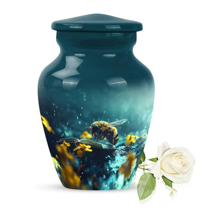 Bee Funeral Urns for Human Ashes Adult Female - Cremation for Men Ashes - Small Keepsake Urn for Women - Mini Human Urns - Burial Adult Urn for Male - 3 Inch - Pack of 1