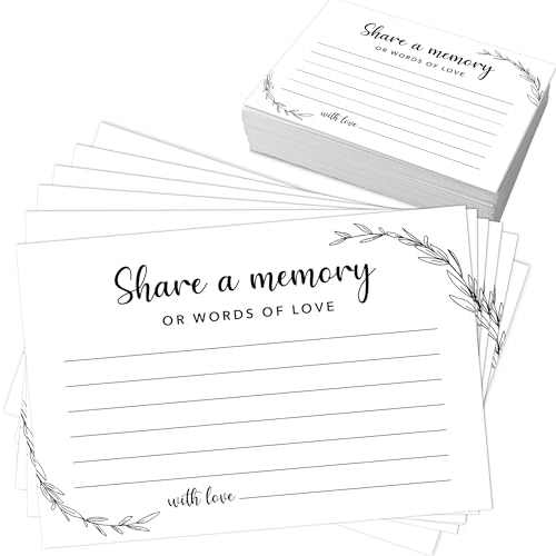Share A Memory Cards for Celebration Of Life - Set of 50 Memorial Cards for Weddings, Anniversaries, Memorials, Funerals, Birthdays, Graduation, Retirement, Going Away -A02 - color: Olive leaves