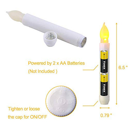 24 PCS Flameless LED Taper Candles Lights, Battery Operated Candlesticks with Warm White Flickering Flame, 0.79 x 6.5 Inches Dripless Fake Floating Taper Candles for Church Wedding Xmas - color: Set of 24 Warm White