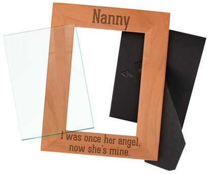 ThisWear Bereavement Nanny Once Angel Now Mine Wood Frame - Portrait 5x7 | Sentimental Photo Frame, Laser Engraved, Holds 5x7 Photo, Grandma Memorial Frame Nanny - size: 5x7 Photo - Portrait