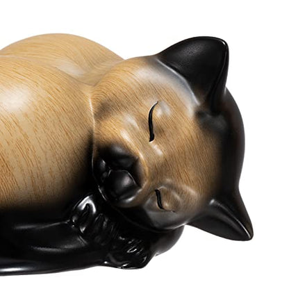 Small Animal Urn - Sleeping Resin Cat Urn for Ashes (Khaki) - color: Khaki