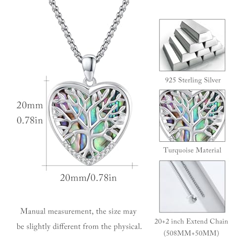 MEDWISE 925 Sterling Silver Locket Necklace That Holds Pictures Photo Necklace Oxidized Rose Flower/Sunflower/Compass/Celtic Heart Pendnat Lockets Gifts for Women Birthday Christmas Gifts - style: E-Tree of Life