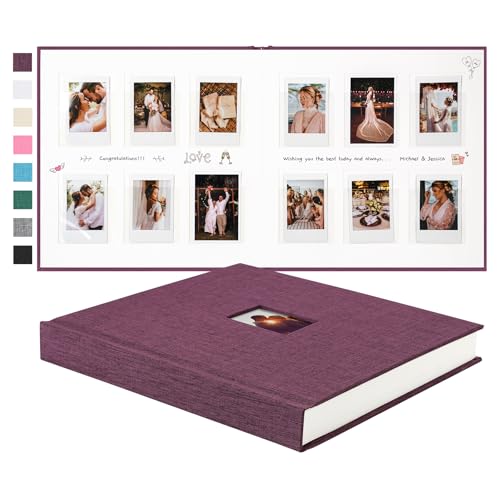 Instax Mini Photo Album with Writing Space, 168 Pockets, Purple | Compatible with 2x3 inch & Polaroid Pictures, Recessed Clear Pockets, Wedding Guest Book and Family Memories - color: Purple, size: 168 Pockets