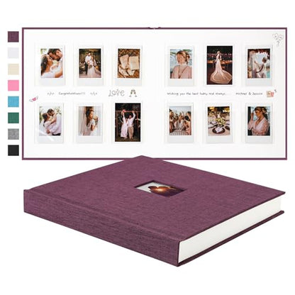 Instax Mini Photo Album with Writing Space, 168 Pockets, Purple | Compatible with 2x3 inch & Polaroid Pictures, Recessed Clear Pockets, Wedding Guest Book and Family Memories - color: Purple, size: 168 Pockets