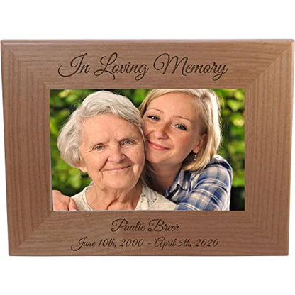 CustomGiftsNow In Loving Memory Memorial - Laser Engraved Natural Alder Wood Memories Rest In Peace Picture Wooden Photo Hanging/Tabletop Memorial Remembrance Frame (8x10-inch Horizontal) - size: 8x10-inch Horizontal