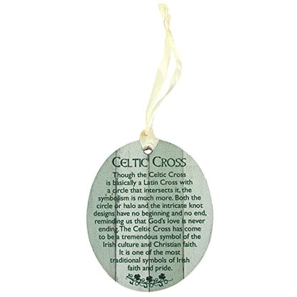Abbey & CA Gift Celtic Cross MDF Ornament On Cream Ribbon Gift Boxed - style: Celtic Cross MDF