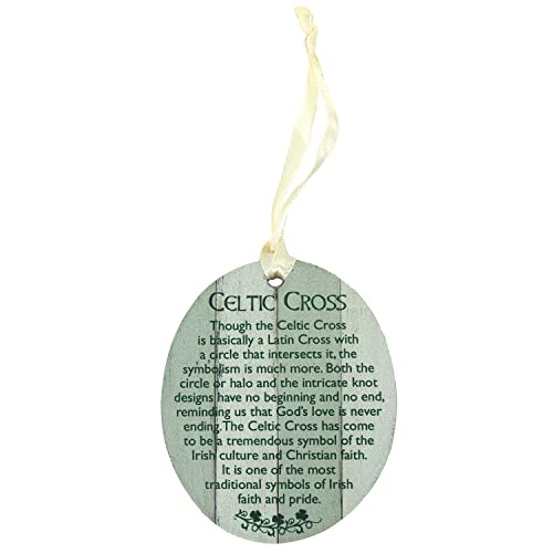 Abbey & CA Gift Celtic Cross MDF Ornament On Cream Ribbon Gift Boxed - style: Celtic Cross MDF