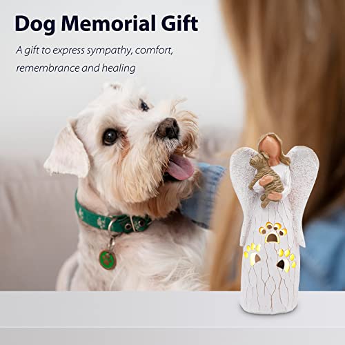 BEARAE Loss of Dog Sympathy Gift, Dog Memorial Gifts, Pet Loss Candle Holder Figurine Statue, Dogs Passing Away Remembrance Gifts, Puppy Angel Figurine Bereavement for Pet Owners - color: White #1