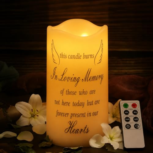 Pangda Flameless Memorial Candle with Remote Real Wax LED 3x6 in, in Heart - style: In Heart