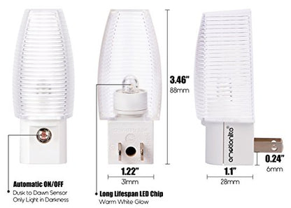 Emotionlite Plug-in Night Light, Dusk to Dawn Sensor, Warm White, 8 Pack | Warm white sensor night light, perfect for nursery, bedroom, bathroom, hallway, stairs & kitchen - size: 8 Pack Warm White