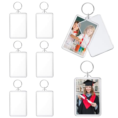 ZZYFGH 8 Pcs Photo Frame Keychain (2 * 3 inch) Picture Frame Keychains Bulk, Acrylic Clear Rectangle Photo Keychain for DIY Craft Graduation Gift - Suitable for Photo Size 1.75 inch x 2.75 inch - color: 2.75" X 1.75", size: 8 Pcs