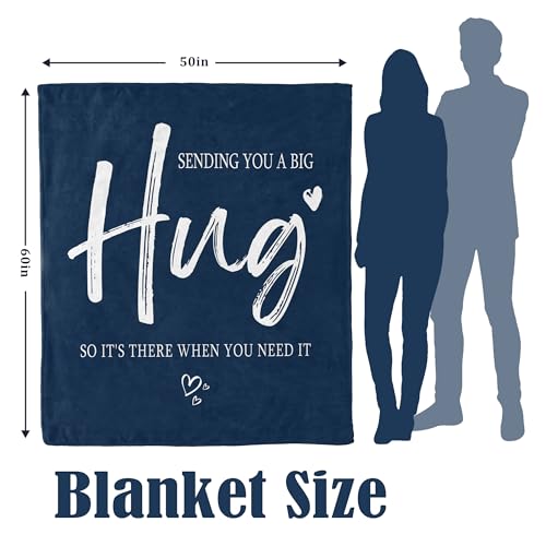 Get Well Gifts for Women Men, Healing Hug Blanket 50"x60" | Inspirational Thinking of You Feel Better Gifts for Women Men, Breast Cancer Gifts for Women Men, Sympathy Gift Throw Blanket - color: Blue-big Hug