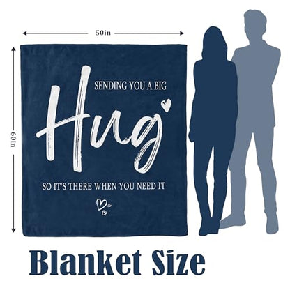 Get Well Gifts for Women Men, Healing Hug Blanket 50"x60" | Inspirational Thinking of You Feel Better Gifts for Women Men, Breast Cancer Gifts for Women Men, Sympathy Gift Throw Blanket - color: Blue-big Hug