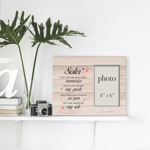 Dumyum Loss of Sister Memorial Photo Frame | Sympathy Gift for Sister in Memory, Wooden Picture Frame (4X6 Inches) - color: Sister