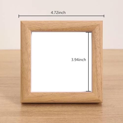 Shadow Box Picture Frame, Solid Wood, 4x4 Inch, Memory Box for Sports Memorabilia, Awards, Medals, Photos (Burlywood)
