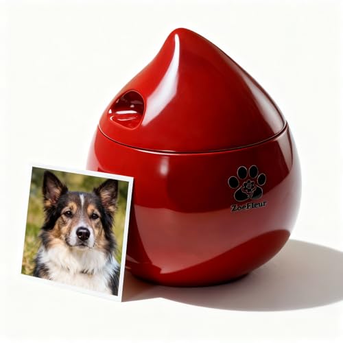 Peach-Shaped Resin Pet Urn for Cat or Dog Ashes, Small Keepsake Box(A-Red) - color: Red