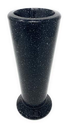 OPTIMUM Slim Memorial Cemetery Flower Vase - Plastic (Blacker Granite) with Metal Ground Spike, Grave Marker, Decorations for Gravesite, Headstone Flowers Holder, Garden Lawn & Yard - color: Blacker Granite