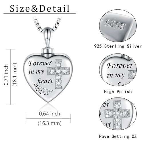 925 Sterling Silver Urn Charms for Ashes Bracelets for Women Cremation Gift | Urn Charms for Loved Ones, Memorial Keepsake Bead Pendant, Cremation Jewelry for Ashes - style: Necklace-Cross