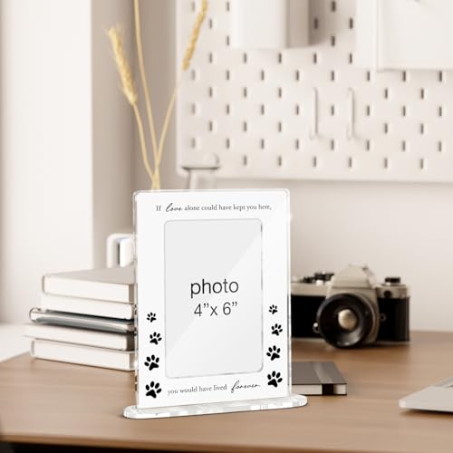 Memorial Pet Picture Frame Sympathy Condolence Gifts Remembrance Bereavement Gifts for Loss of Cat Dog Pet Acrylic Picture Frames 4 x 6 Inch Photo - color: Sympathy Pet