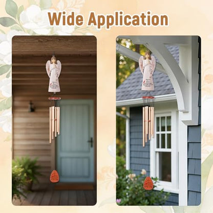 Angel Memorial Wind Chimes, Memorial Sympathy Wind Chime Gifts for Loss of Loved One, Healing Gifts for Grieving Friend or Family, in Memory of Mother Father Brother Sister