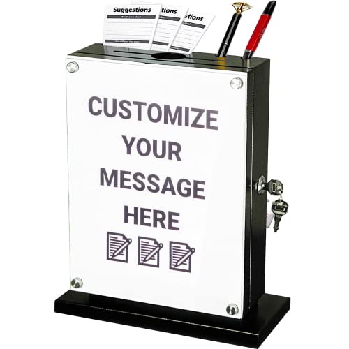 POCHAR Metal Large Suggestion Box With Slot and Lock, Safe Lock Tip Jar | Wall Mounted Ballot Box, Donation Case for Fundraising, Hotel, Bar and School Voting Use (Black, 10'' x 4.75'' x 12.5'') - color: Black