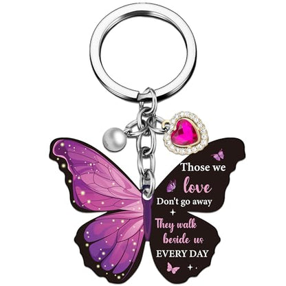 Sympathy Gifts for Women Butterfly Keychain, Memorial Remembrance Key Chain for Loss of Loved One, Bereavement Grief Gifts for Women, In Loving Memory Condolence Keepsake