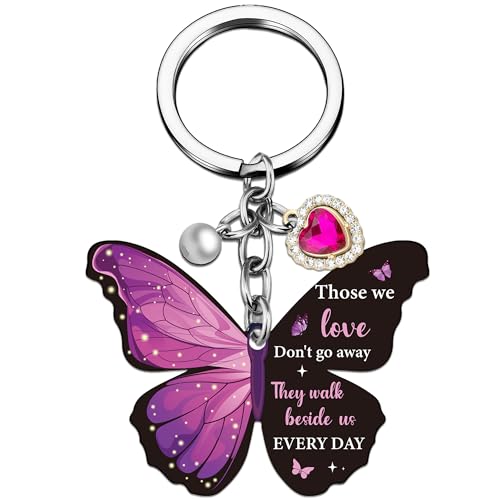 Sympathy Gifts for Women Butterfly Keychain, Memorial Remembrance Key Chain for Loss of Loved One, Bereavement Grief Gifts for Women, In Loving Memory Condolence Keepsake
