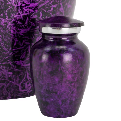 Purple Mist Keepsake Cremation Urn for Ashes, Aluminum, Purple Urn, Keepsake Sized Cremation Urn, 3 Inches High - color: Purple Mist