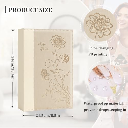Artmag Photo Album 4x6 300 Photos, Extra Large Capacity Leather Cover Wedding Family Photo Albums Holds 300 Horizontal 4x6 Photos(Beige) - color: Beige, size: 300 Pockets