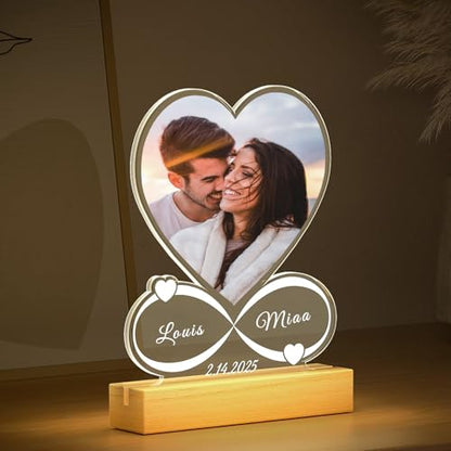 LOUISMIAA Custom Picture Frames,Personalized Photo Frame with Night Light,Customized Picture Frame,Personalized Anniversary Birthday Valentine's Day Gifts for Women Men Mom Dad Same Day Shiping - color: Style 0