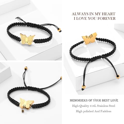 zeqingjw Butterfly Urn Bracelet for Ashes for Women Men - color: Gold