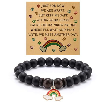 Memorial Gifts for Loss of Loved Beaded Bracelet Sympathy Remembrance In Memory of Mother Father Bereavement Gifts for Loss of Mom Her Women Thoughtful Funeral Gift Jewelry Bracelet with Massage Card