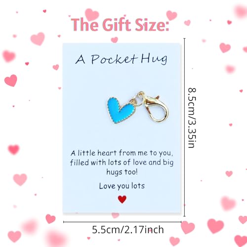 YOJO Pocket Hug Keychain, Love Keychain with Positive Affirmation Card, Emotional Support, Inspirational Gift - color: Blue
