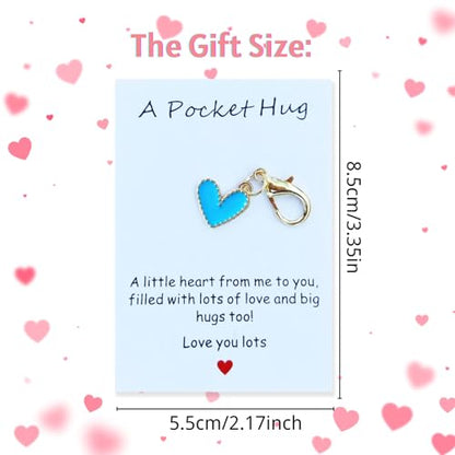YOJO Pocket Hug Keychain, Love Keychain with Positive Affirmation Card, Emotional Support, Inspirational Gift - color: Blue