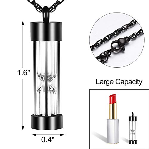 abooxiu Hourglass Urn Necklace for Ashes Cremation Jewelry for Ashes Stainless Steel Memorial Keepsake Ashes Necklace - color: Black