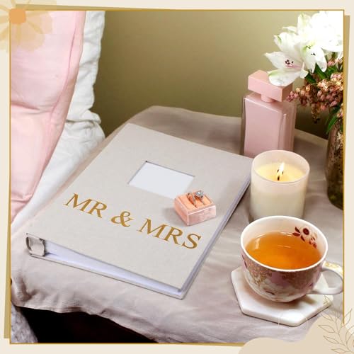 Harloon Mr and Mrs Wedding Photo Album for 4 x 6 Inch Pictures 400 Pockets Wedding Photo Album Book with Front Window Linen Cover for Family Weddings Memory Pictures Anniversary Honeymoon Keepsake - style: Mr and Mrs