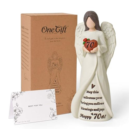 70th Birthday Gifts for Women, Happy 70th Birthday Decorations for Women | Unique 70 Year Old Gifts for Woman Grandma Mom Sister Friends, Hand-Painted Angel Figurine for Home Party Decor - style: 70th Birthday
