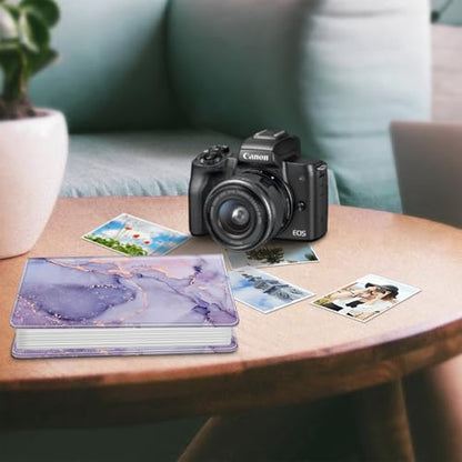 Fintie Photo Album 4x6 Photos - 112 Pockets Wallet Albums Memory Book | Vegan Leather Cover, 4X6 Picture Keepsakes, Family/Wedding/Travel Memory Book, Baby/Kids/Boys/Girls Gift, Lilac Marble - color: lilac marble