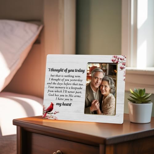 Cardinal Memorial Gifts Picture Frame for Loss of Loved one, Sympathy Gifts Picture Frame, I Thought of You Today - color: Thought