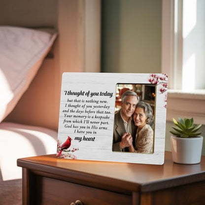 Cardinal Memorial Gifts Picture Frame for Loss of Loved one, Sympathy Gifts Picture Frame, I Thought of You Today - color: Thought