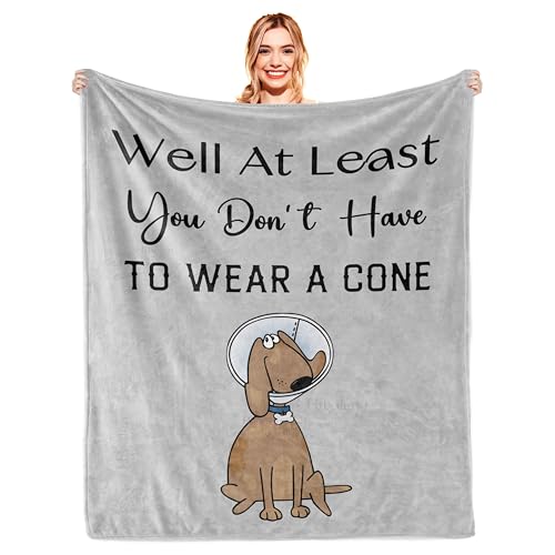 Get Well Gifts for Women/Men After Surgery Gray Blanket 50"x60" | Feel Better/Get Well Soon Gifts for Women, Surgery Recovery Gifts for Men, at Least You Dont Have to Wear A Cone - color: Get Well Gifts-gray, size: 50"X60"