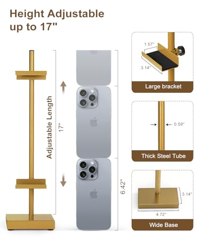 Adjustable Tabletop Easel Stand, Gold 17" H Easels for Display | 2 Pack Picture Easels for Display, Metal Picture Frame Holder Stand Table, For Art, Photo - color: Gold 2Pack