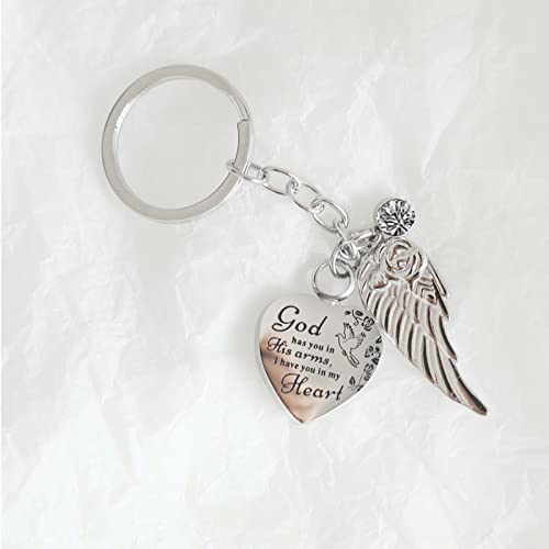 Heart Urn Necklace for Ashes Cremation Jewelry Urn Keychain for Ashes with Birthstone Cremation Keychain - color: April