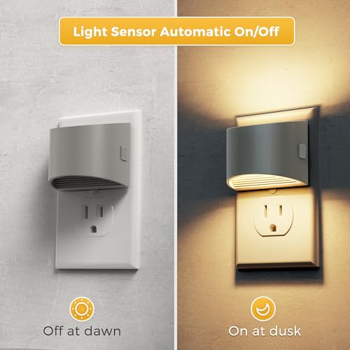 L LOHAS LED Night Lights Plug into Wall, Dimmable Night Light 2 Pack | Plug in Night Light with 3 Level Brightness, 3000K Soft White, Cement Gray Housing - color: Cement Gray