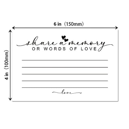 Share a Memory or Words of Love, Pack of 50 Cards for Weddings, Showers, Birthdays, Celebration of Life, Funeral, Retirement, Going Away, and Graduation Memories.